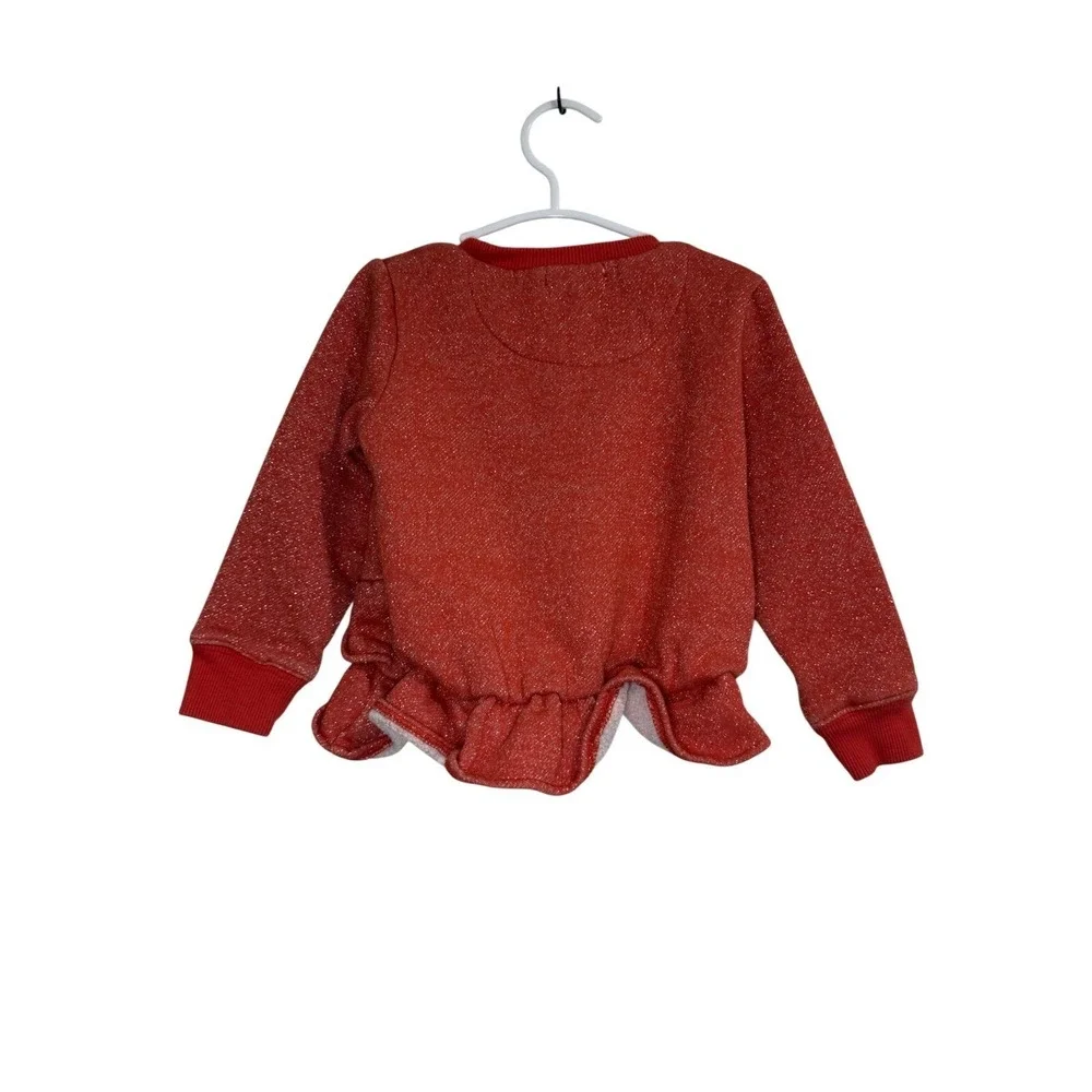 Kids Levi's Red Sparkle Heart Ruffle Sweater & Jeans Outfit Set Size 2T Playwear